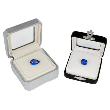 Zinc-alloy sapphire box - closed with view of stone through window